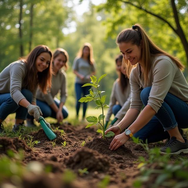 Equipo plantando árboles como parte de su programa de sostenibilidad